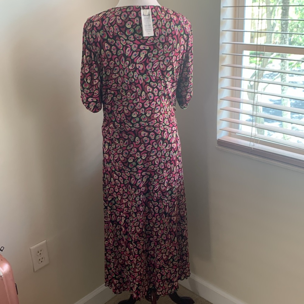 DVF Koren Reversible Dress in Bird Weave Green/Leopard Soirée - Picture 13 of 15